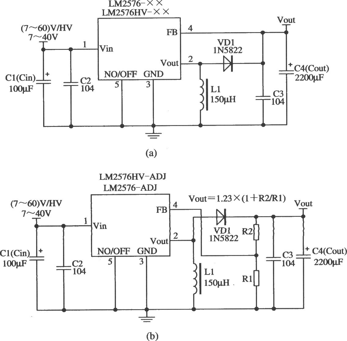 LM2576构成的升压型的稳压器应用电路