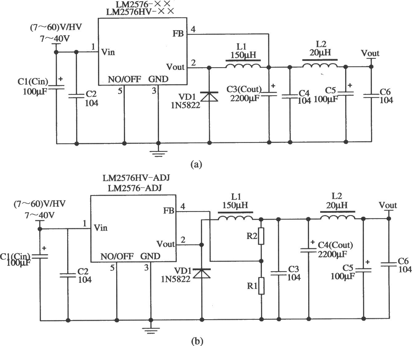 LM2576构成的低噪声稳压器电路