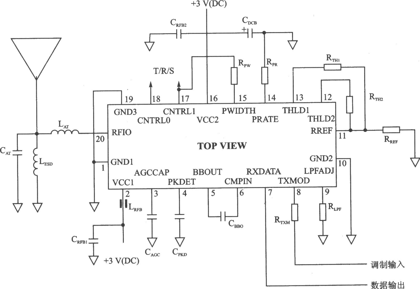 TR3100 ASK 433.92 MHz收发器