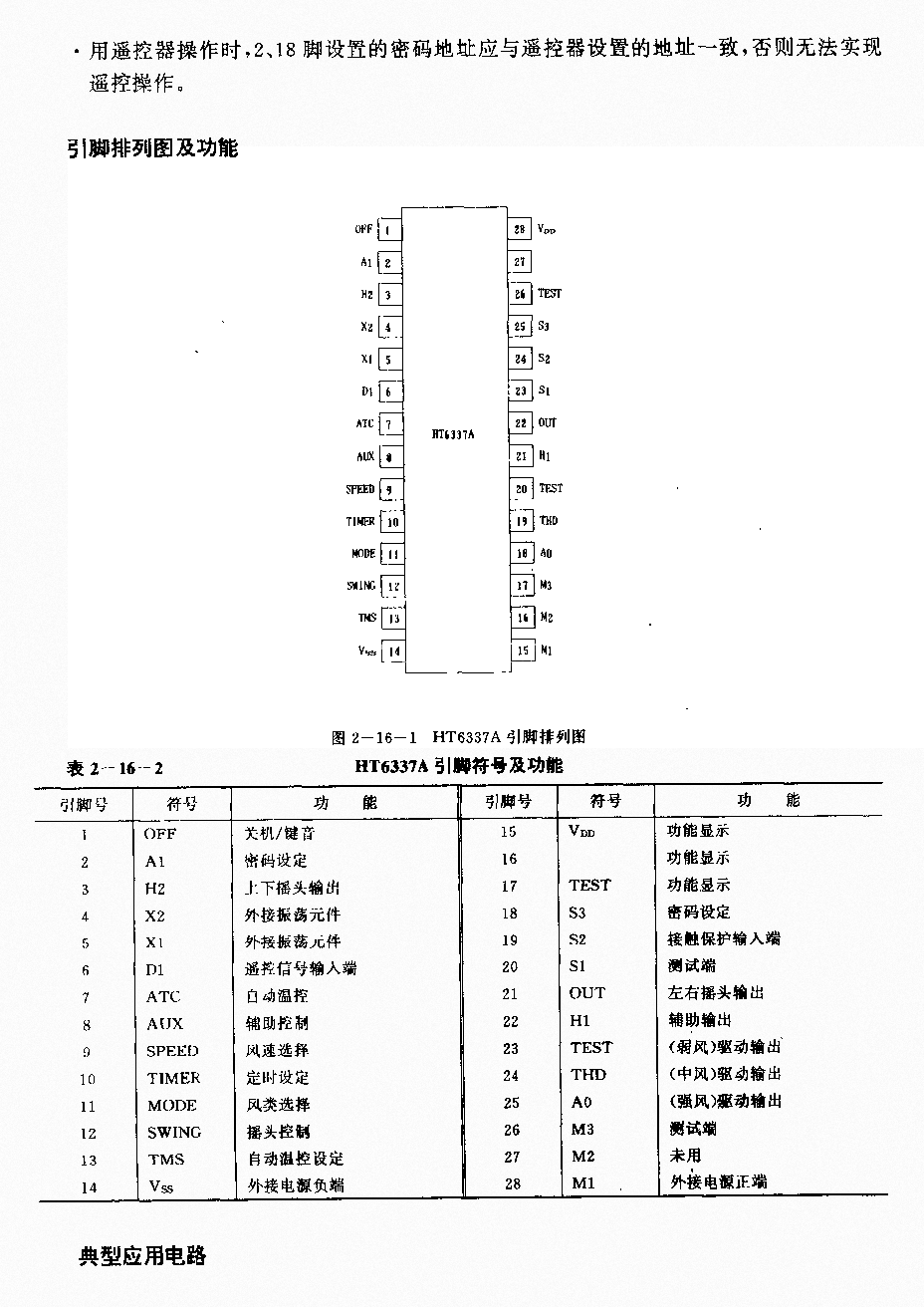 HT6337 (电风扇)红外线遥控接收译码电路