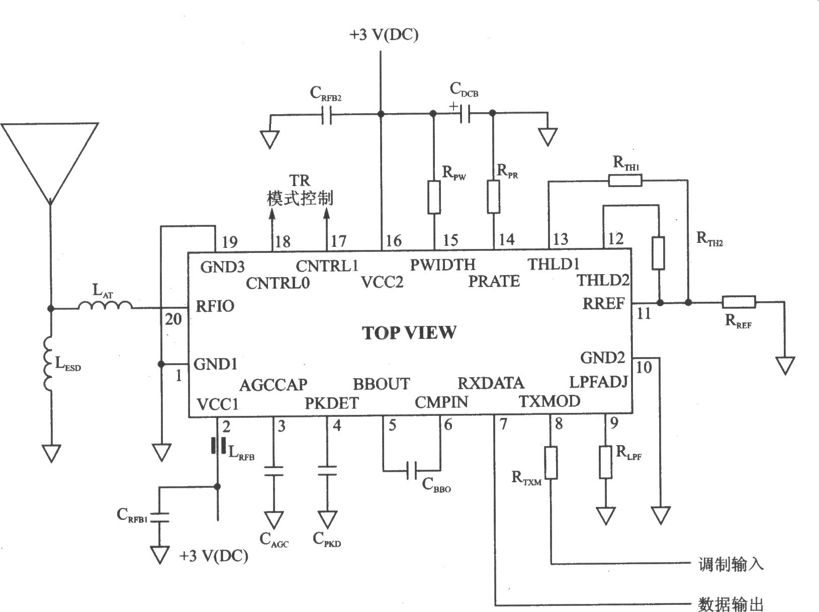 TR3000/TR300200K/ASK 433.92/418.00 MHz收发器