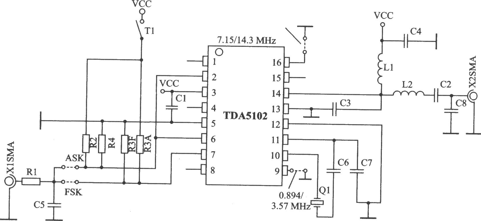 TDA5102 ASK/FSK 915 MHz发射器