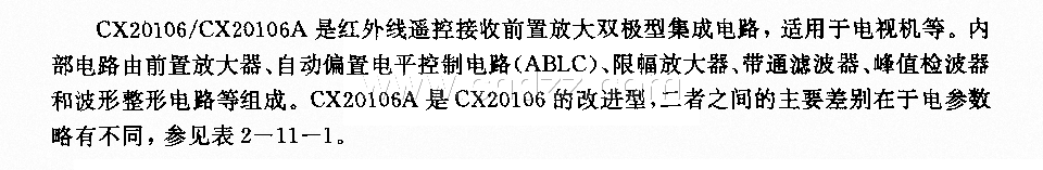 CX20106／CX20106A (电视机)红外线遥控接收前置放大电路
