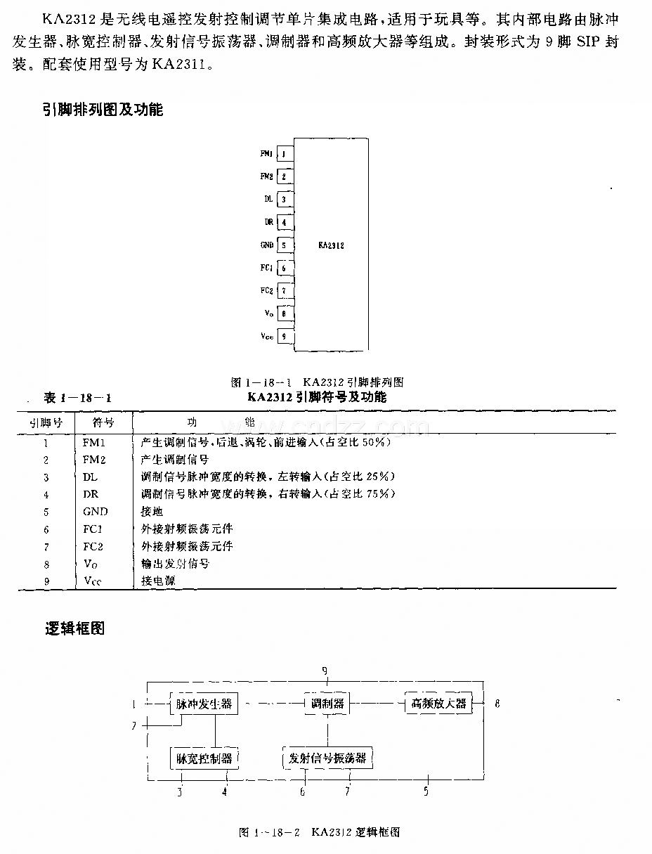 KA2312(玩具)无线电遥控发射控制调节电路