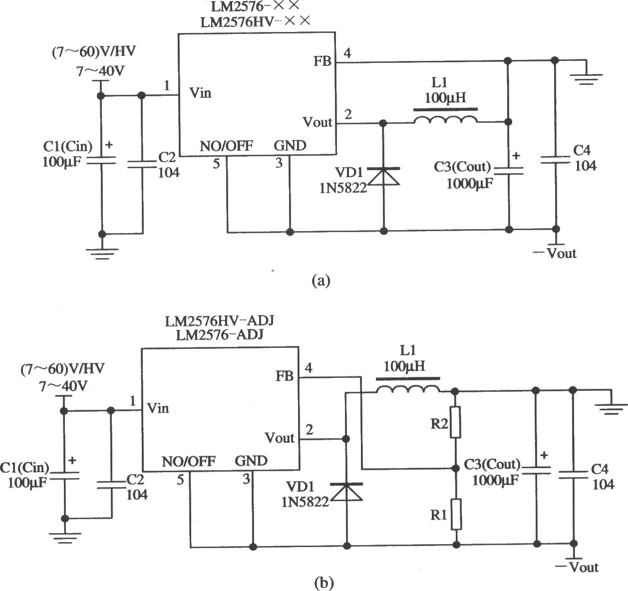 LM2576构成的输出电压极性反转的稳压器应用电路