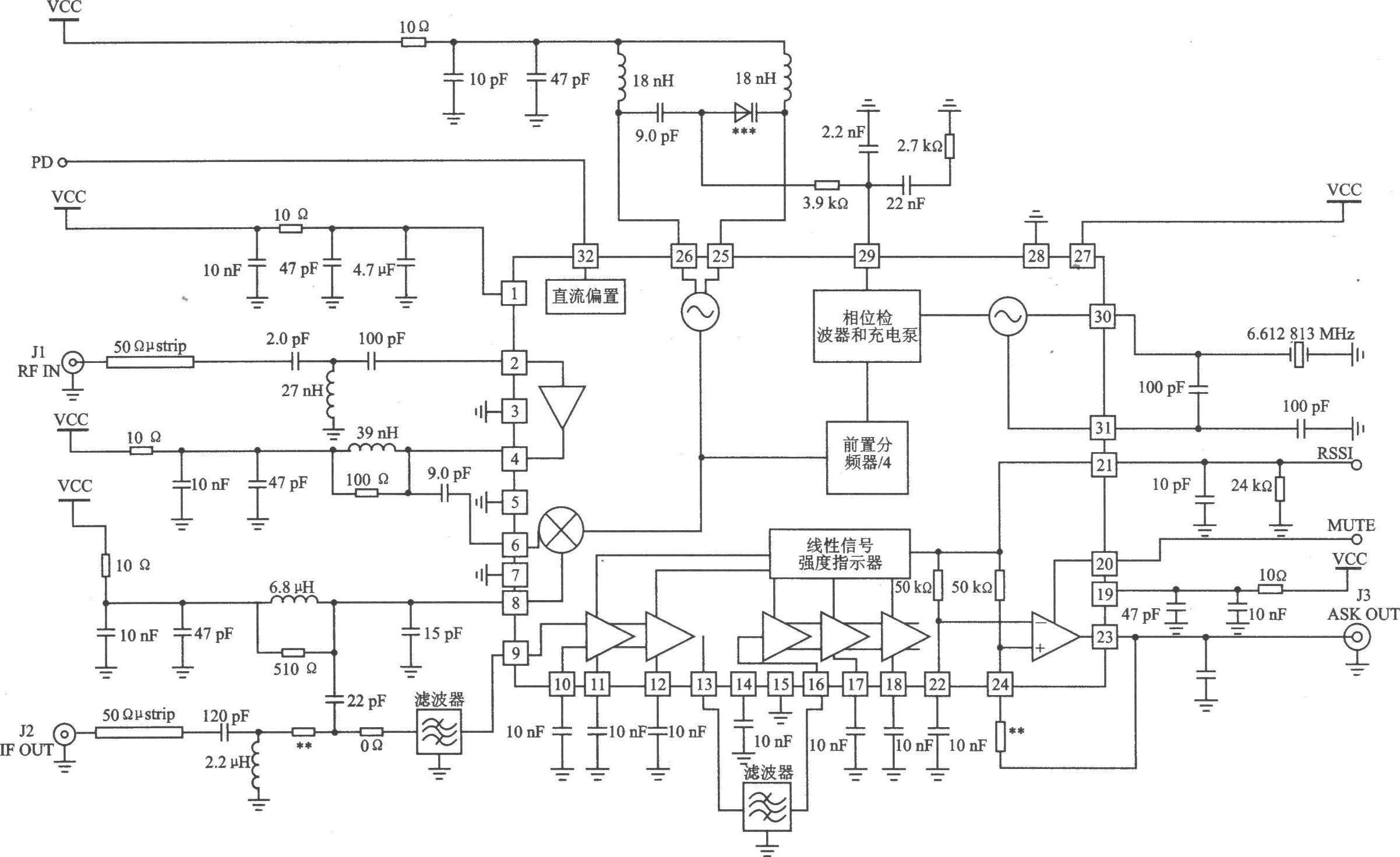 RF2919 ASK/OOK 915/868/433 MHz接收器