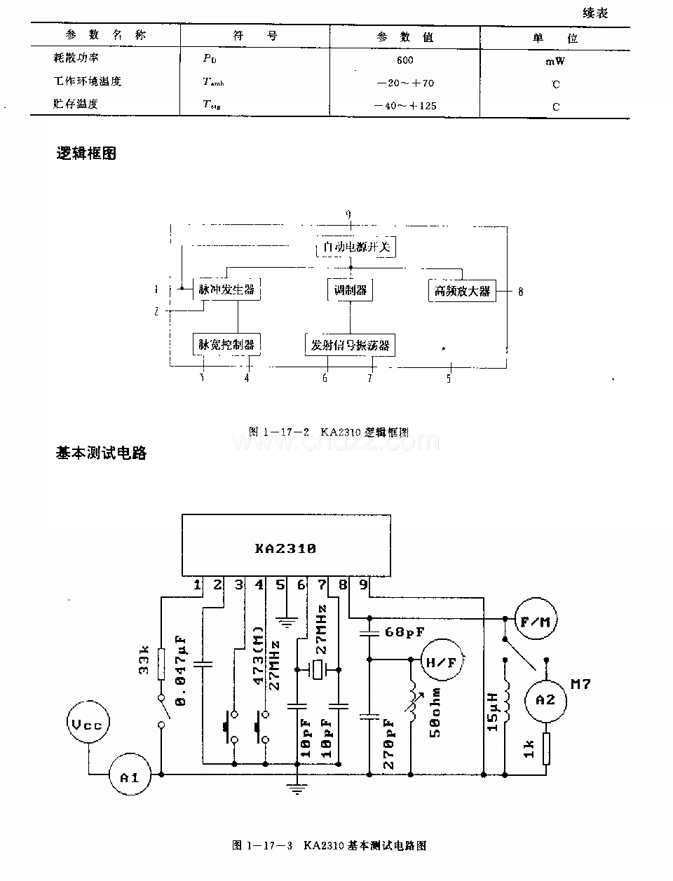 KA2310(玩具)无线电遥控发射控制调节电路