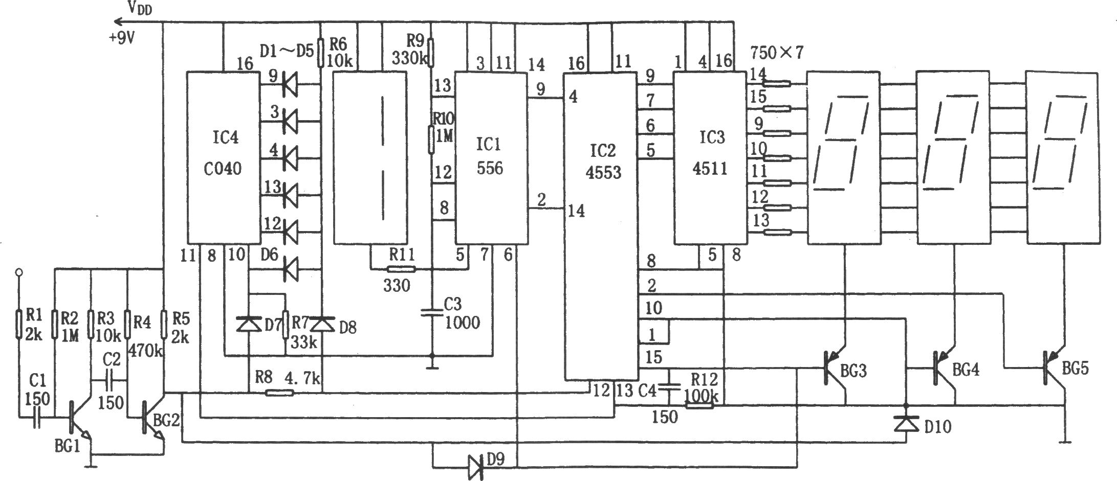 收音机数字式频率显示器(C040、556)