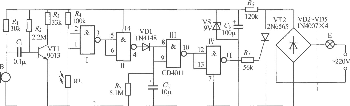 数字电路声光控楼梯延迟开关电路(4)