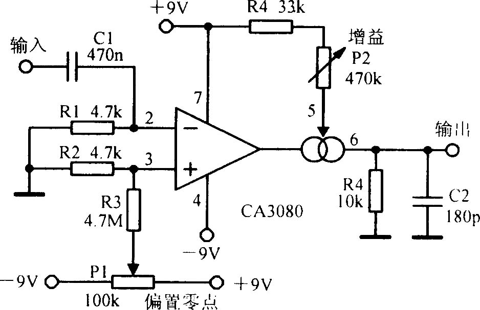 CA3080可变增益放大电路