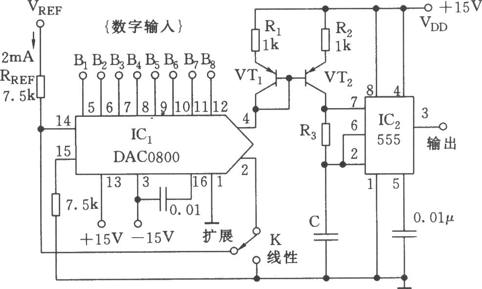 数字控制式无稳态多谐振荡器