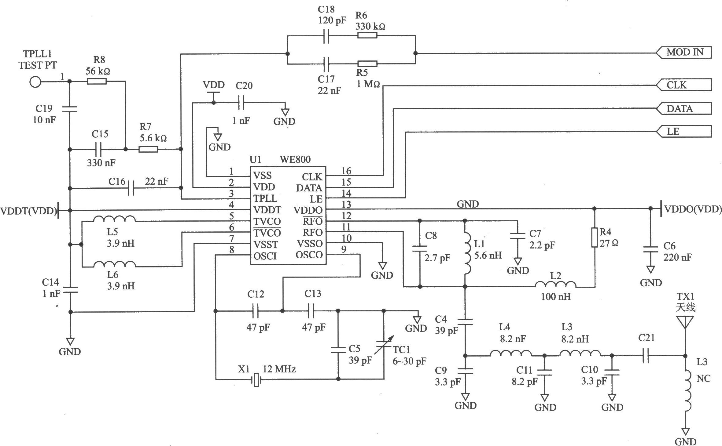 WE800 FM/FSK l～0.1 GHz发射器