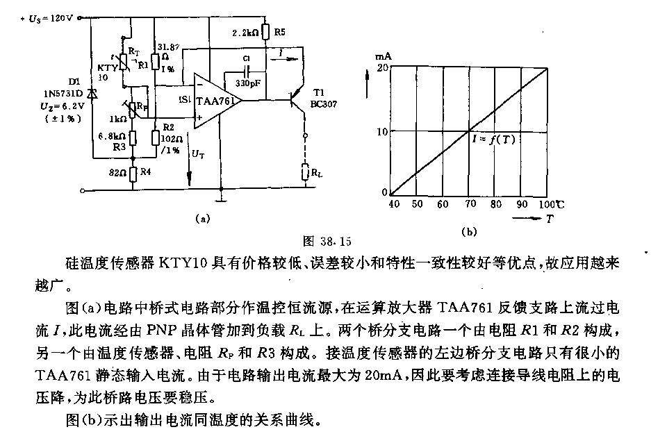 采用硅温度传感器KTYlo的温度调节接口电路