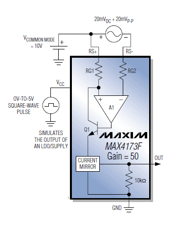 检流放大器的VCC引脚连接0V电压