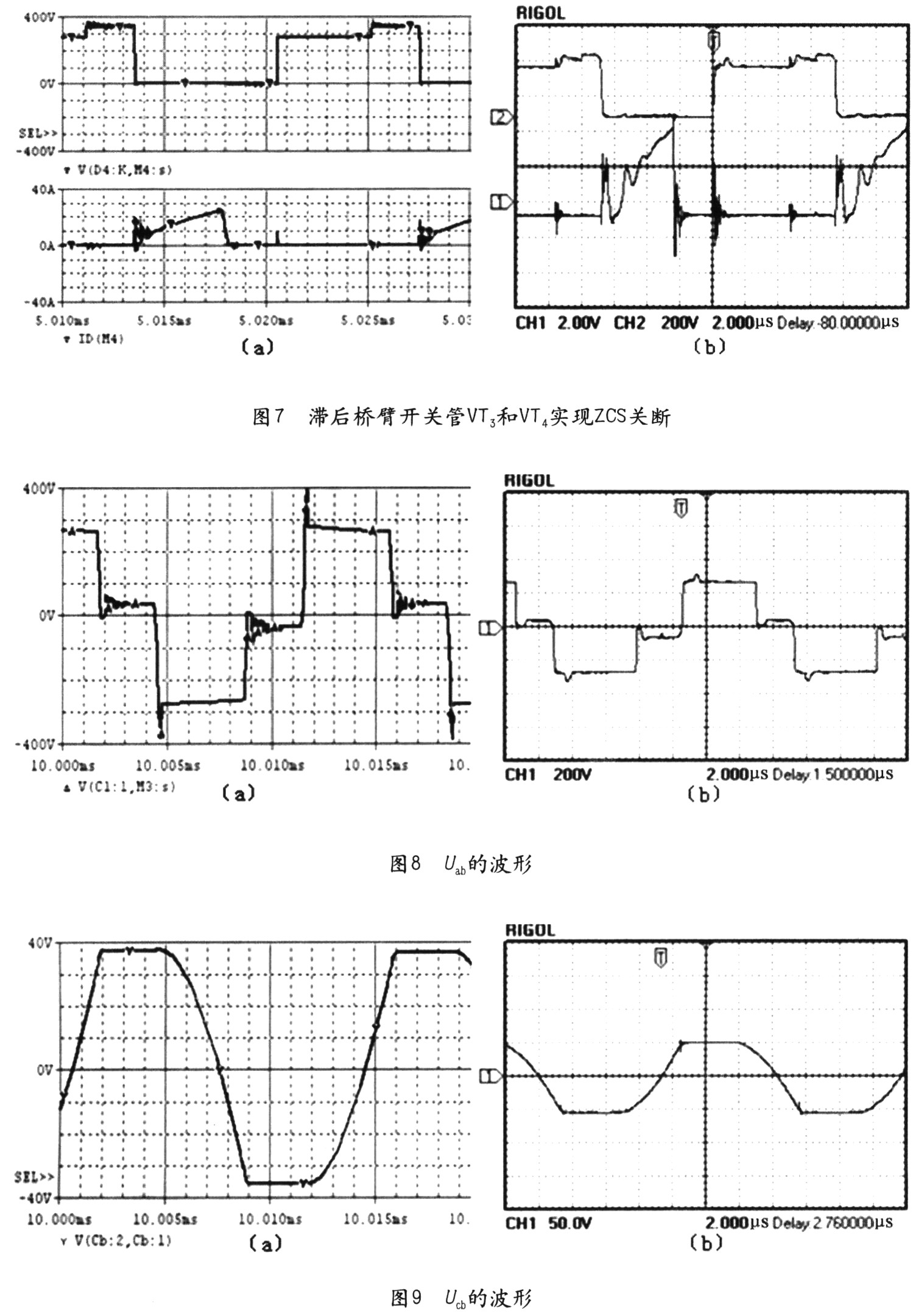 滞后臂开关管管压降与电流波形图