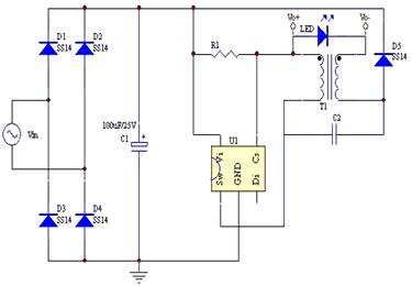 Cuk电路组成的3*1W MR16灯杯电路