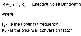方程式 2.2：宽带区域上简单滤波器的噪声带宽