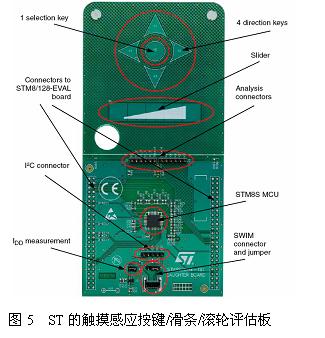 ST的触摸感应按键/滑条/滚轮评估板