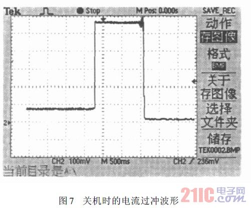 关机时的电流过冲波形