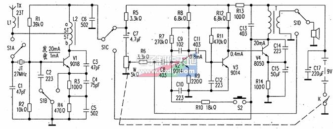 顺风耳报话两用无线对讲机剖析Four Transistor Interphone