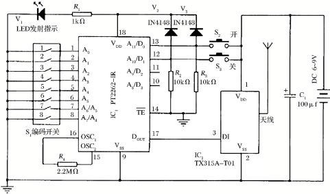基于TX315A的数字编码无线遥控开关
