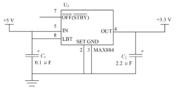 图5 5 V 到3. 3 V 转换电路