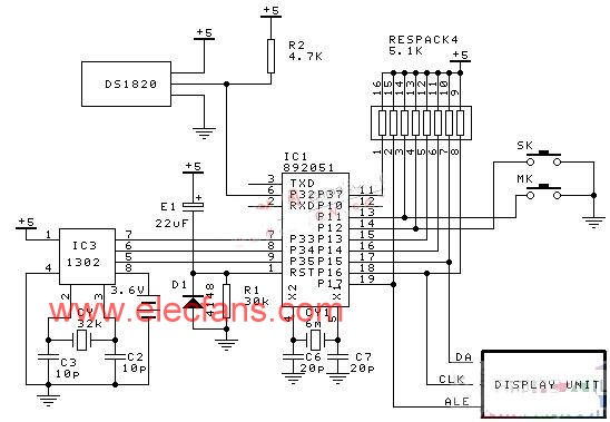 LED显示电脑电子钟 www.elecfans.com