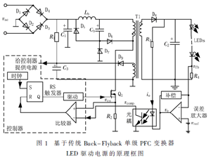 一种原边控制单级PFC变换器LED驱动电源